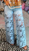 Womens Spliced Hot Diamond Printing Hollow Casual Pants