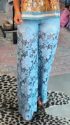 Womens Spliced Hot Diamond Printing Hollow Casual Pants