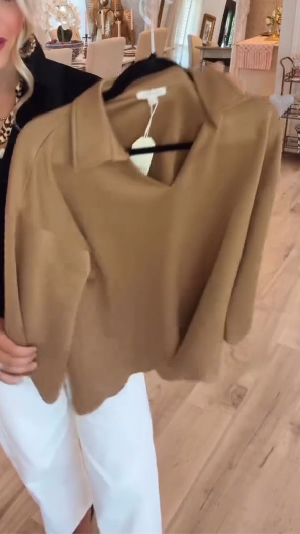 Women Lapel Solid Color Top