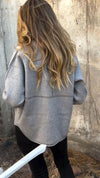 Women Round Neck Knitted Spliced Casual Coat