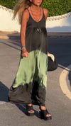 Womens Suspender Contrast Color Loose Casual Dress