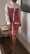 Womens Lapel Spliced and Breasted Elegant Casual Dress