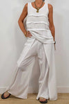 Women Round Neck Splicing Top + Pants Casual Suit