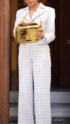 Womens Lapel Plaid Temperament Casual Suit