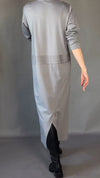 Womens Lapel Zipper Waist Drawstring Loose Casual Dress