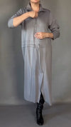 Womens Lapel Zipper Waist Drawstring Loose Casual Dress