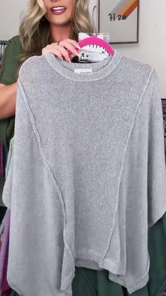 Women Round Neck Solid Color Spliced Casual Top