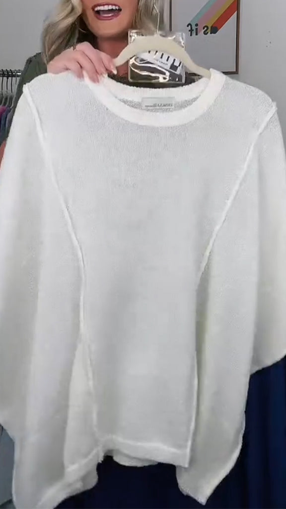 Women Round Neck Solid Color Spliced Casual Top