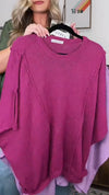 Women Round Neck Solid Color Spliced Casual Top