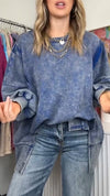 Ladies Round Neck Patchwork Dyed Casual Top
