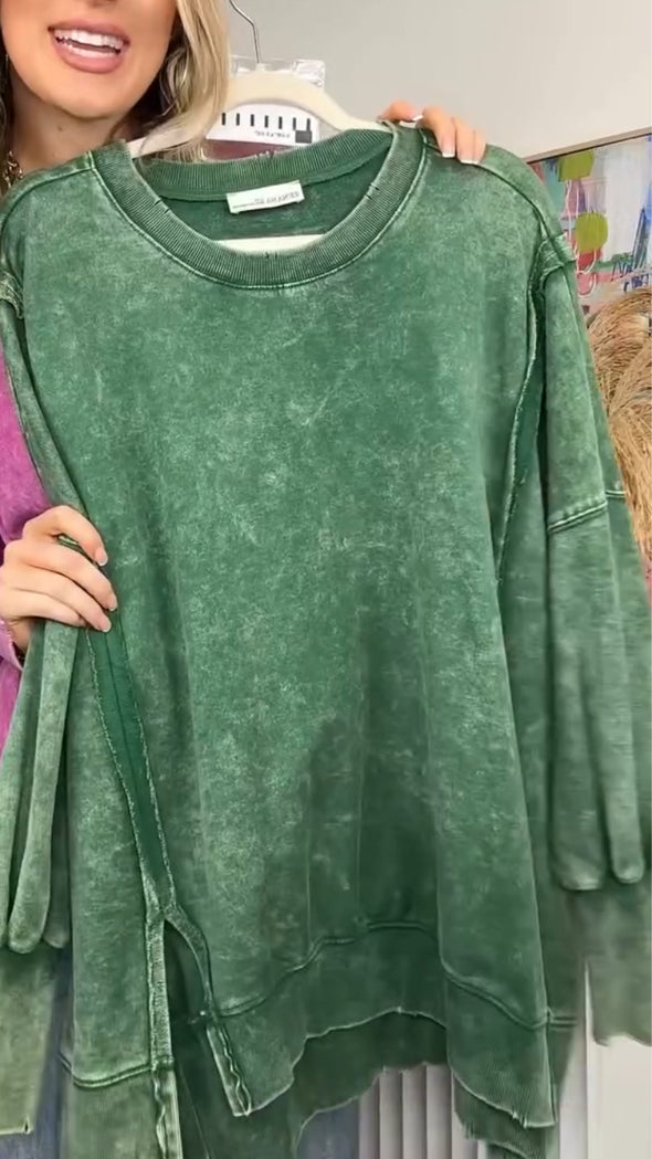 Ladies Round Neck Patchwork Dyed Casual Top