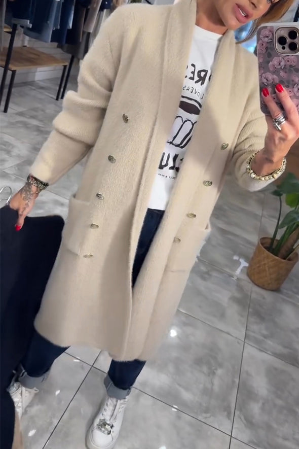 Womens Plush-breasted Casual Cardigan