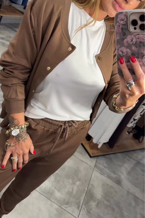 Women Breasted Cardigan + Pants Casual Set