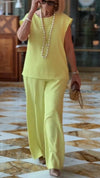 Women Round Neck Solid Color Casual Suit