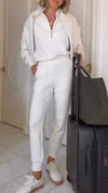 Women Round Neck Top + Pants Casual Suit