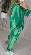 Women Round Neck Hooded and Hot Diamond Printed Sweatshirt + Pants Casual Suit
