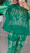 Women Round Neck Hooded and Hot Diamond Printed Sweatshirt + Pants Casual Suit