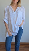 Womens V-neck Printed Sequin Casual Top