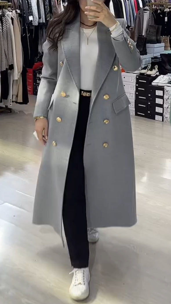 Womens Lapel Double-breasted Temperament Casual Coat