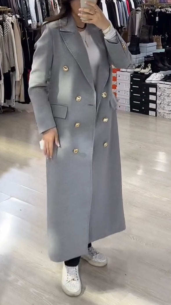Womens Lapel Double-breasted Temperament Casual Coat