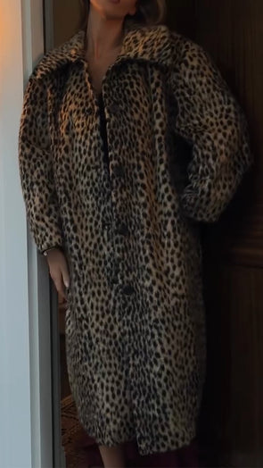 Womens Lapel Leopard Printed Casual Coat