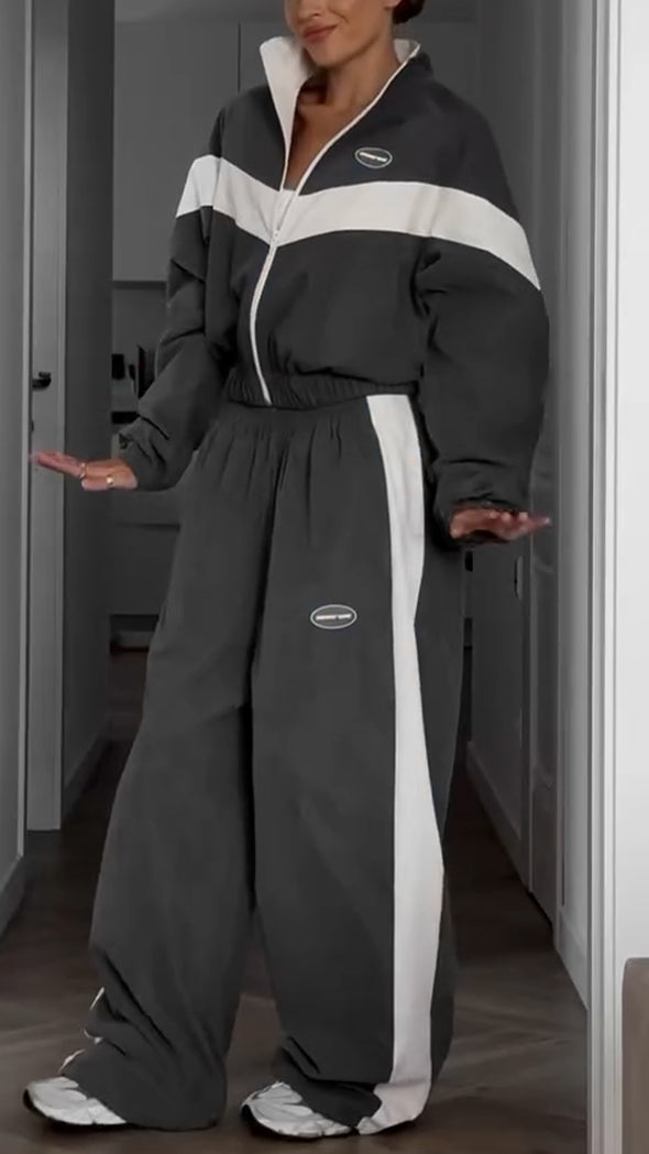 Womens Lapel Jacket + Pants Sports and Casual Style Suit