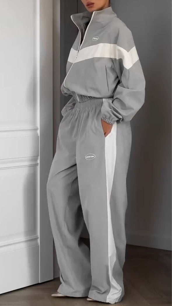 Womens Lapel Jacket + Pants Sports and Casual Style Suit