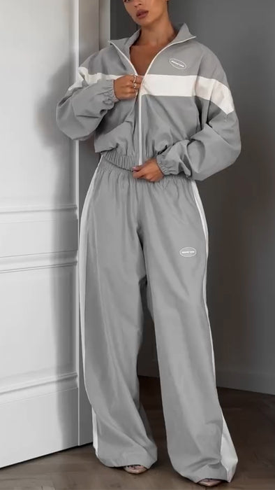 Womens Lapel Jacket + Pants Sports and Casual Style Suit