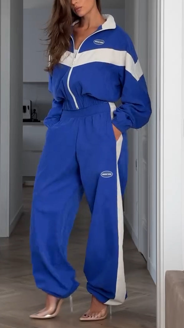 Womens Lapel Jacket + Pants Sports and Casual Style Suit