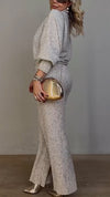 Womens Turtleneck Knitted Top + Pants Casual Suit