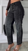 Womens Spliced and Hot Diamond Casual Jeans
