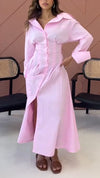 Womens Lapel Solid Color Breasted Casual Dress