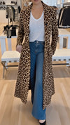 Women Lapel Leopard Print Casual Coat