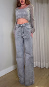 Women Round Neck Ironing Top + Spliced Pants Casual Suit