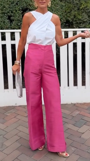 Women Cross Top + Pants Temperament Casual Suit