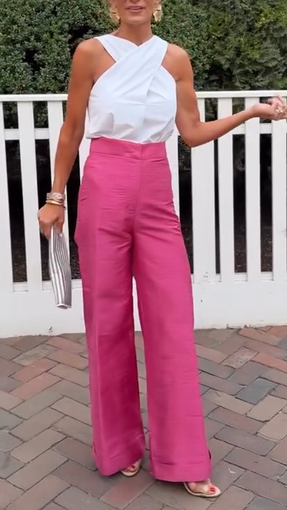 Women Cross Top + Pants Temperament Casual Suit