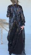 Ladies U-neck Dress+ Printed Cardigan Casual Set