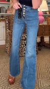 Ladies Washed Water Multi Button Casual Jeans