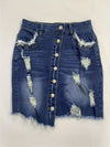 Women Breasted Tassel Scratch Casual Denim Skirt