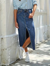 Women Slit Casual Denim Skirt