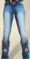 Ladies Washed and Printed Casual Jeans