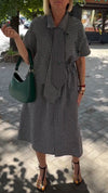 Women's Fake Two-piece Lapel Plaid Dress