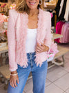Women Tassel Nail Bead Casual Coat