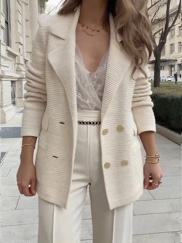 Women Lapel Double-breasted Temperament Casual Blazer