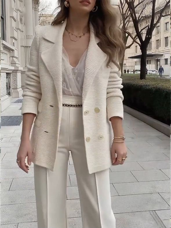 Women Lapel Double-breasted Temperament Casual Blazer
