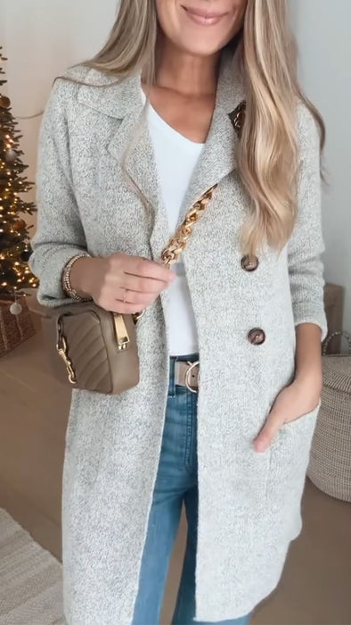 Women Lapel Temperament Casual Sweater Coat
