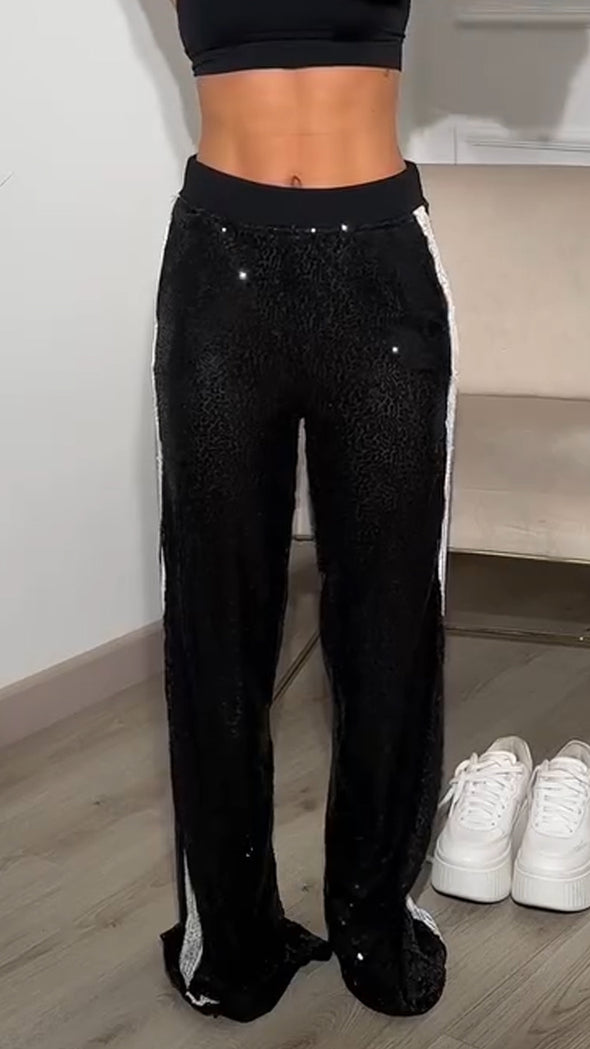 Womens Spliced sequin Casual Pants