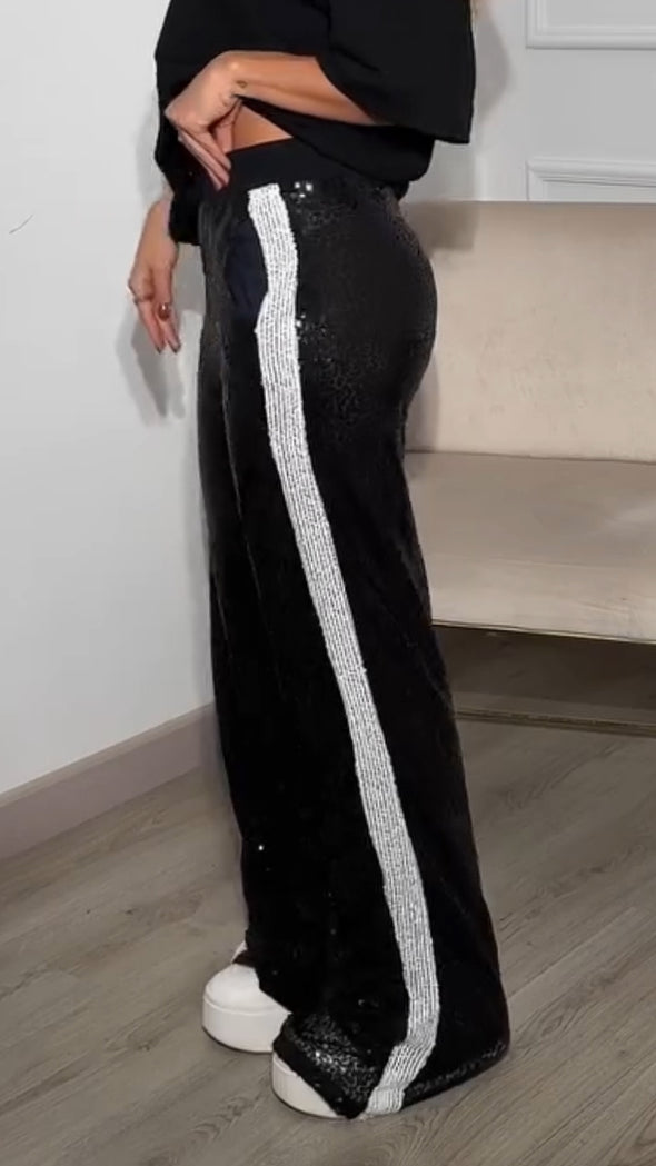 Womens Spliced sequin Casual Pants