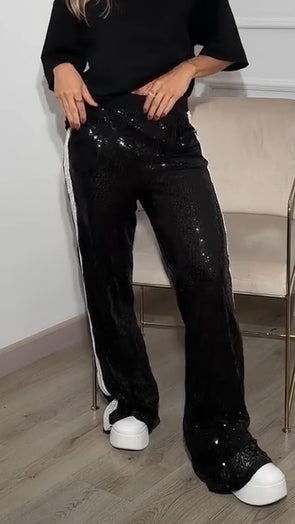 Womens Spliced sequin Casual Pants