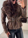 Women Fur Collar Zipper Temperament Casual Coat